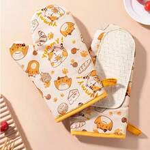 1/2入組黃貓矽膠隔熱手套，室內室外烤箱烹飪烘焙，防燙烹飪用具和廚房用品，熱氣炸鍋手套，矽膠手夾，廚房配件，廚房小工具，食品，廚房，旅行，廚房用品，廚房工具，廚房小物件。 - 彩色 - 查看 1