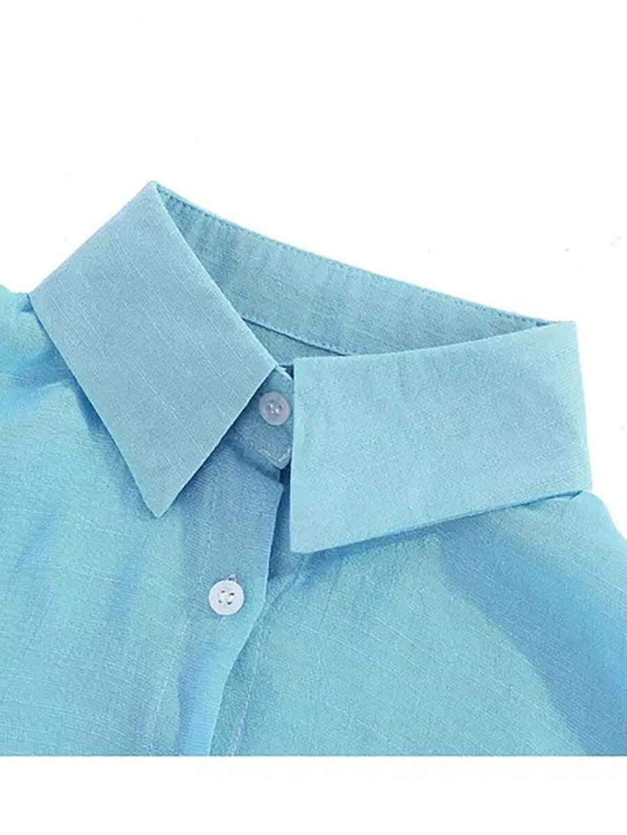 Women Blouses - BLUE - View 1