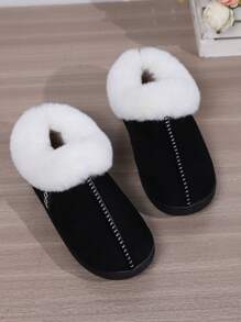 保暖室內家居拖鞋，防滑平底臥室鞋 - 黑色 - 查看 5