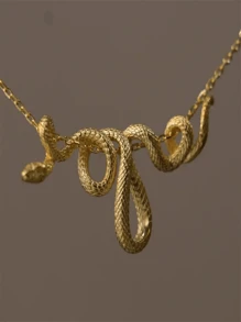 Glittering Golden Silver Snake Chain Necklace - Edgy Punk Rock Hip Hop Jewelry - Daring Unique Snake Pendant For Women & Men - Versatile Party Gift