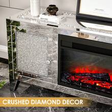 COSVALVE Kệ Tivi Lò Sưởi, Kệ Tivi Màu Bạc Có Gương Cho Tivi 65 Inch, Giá Tivi Cao Trung Tâm Giải Trí Có Kho, Bàn Console Tivi Cho Phòng Khách, Phòng Chơi Game (Không Cần Lắp Ráp) - Bạc - Xem 5