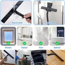 1 Psc, Vòi hoa sen vắt cho cửa kính,Giá đỡ dụng cụ lau kính vòi hoa sen bằng silicon,Vắt đa năng có móc cho cửa phòng tắm, cửa sổ, gương, gạch và kính xe hơi - màu đen - Xem 4