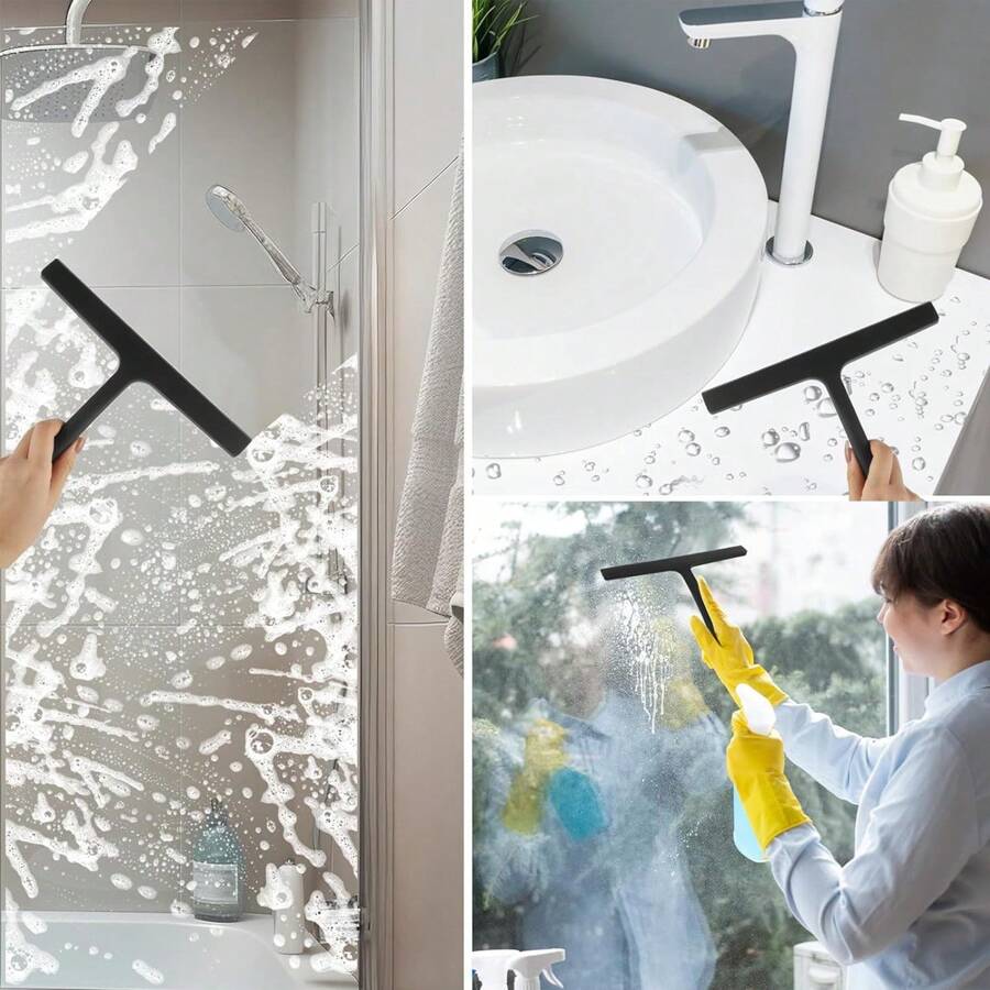 1 Psc, Vòi hoa sen vắt cho cửa kính,Giá đỡ dụng cụ lau kính vòi hoa sen bằng silicon,Vắt đa năng có móc cho cửa phòng tắm, cửa sổ, gương, gạch và kính xe hơi - màu đen - Xem 1