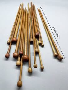 35cm單頭針編織針套裝/碳化竹針（2pcs）2.0mm-2.25mm-2.5mm-2.75mm-3.0mm-3.25mm-3.5mm-3.75mm-4.0mm-4.5mm-5.0mm-5.5mm-6.0mm-6.5mm-7.0mm-8.0mm-9.0mm-10.0mm - 卡其色 - 查看 6