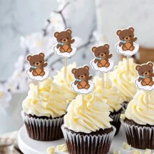 12pcs Cute Cloud And Bear Cupcake Decoration Plugins, Dessert Decoration For Birthday Parties - Multicolor - View 5