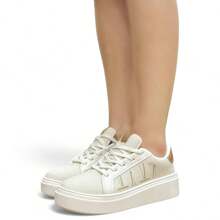 Tenis Vizzano Casual Plataforma Feminino Conforto Macio Original - Champanhe - Visão 3