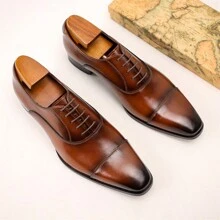 Herren-oxford-schuhe Mit Quadratischer Zehenpartie Und Drei Kragen. Formeller, Klassischer Business- Und Hochzeitsbräutigam-schuh, Echtes Leder, Alltags- Und Freizeitkleidung, Besprechungsschuh