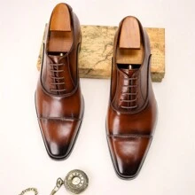 Herren-oxford-schuhe Mit Quadratischer Zehenpartie Und Drei Kragen. Formeller, Klassischer Business- Und Hochzeitsbräutigam-schuh, Echtes Leder, Alltags- Und Freizeitkleidung, Besprechungsschuh