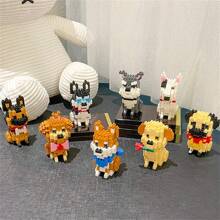 Bloques de construcción con partículas de tamaño micro de la serie de mascotas perro, un juguete que ejercita los dedos y la capacidad de pensamiento, apropiado para principiantes en bloques de construcción como regalo, 1 pieza