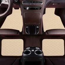 Easypie Selection 2pcs/4pcs Universal Waterproof Car Mats Set For Front And Rear, Car Carpet Accessories Interior Decor - Dark Beige - View 9