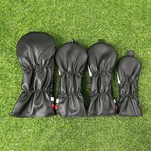 Fundas protectoras para cabezas de palos de golf para híbridos, conductores y maderas de fairway, cubiertas duraderas y a prueba de polvo - Negro - Ver 4