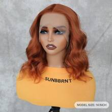 14 Inches Ginger Wig Short Curly Wig Orange Wig Bob Wig Charming Women Beach Wave Wigs For Cosplay Party - Ginger - View 3