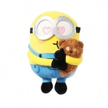 Miniso Bob + Tim Collection 8" (20 Cm) Hugging Bob With Tim Bear Plush Toy – Cute Stuffed Animals, Kawaii Bedding Pillow For Kids, Perfect Gift For Any Occasion