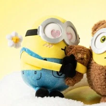 Miniso Bob + Tim Collection 8" (20 Cm) Hugging Bob With Tim Bear Plush Toy – Cute Stuffed Animals, Kawaii Bedding Pillow For Kids, Perfect Gift For Any Occasion
