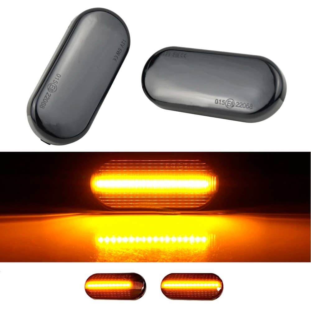 2 pzs Led Secuencial  Cuarto Direccional Lateral VW Jetta Golf Polo Bora Lupo Passat Vento SEAT Ibiza Toledo Cordoba Leon Fiesta Focus Fusion Vmingo Mexico - Amarillo - Ver 1