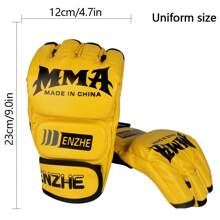1 Pair Half-Finger Boxing Gloves, MMA Professional Boxing Gloves, Kickboxing, Muay Thai, Unisex, Adult Training, Punching Bag, UFC Gloves, Fitness