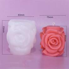 1 pieza Molde de pilar de vela con diseño de rosa, molde de silicona de pilar para velas de soja, yeso, obra de resina, decoración del hogar para San Valentín y bodas - Blanco - Ver 10