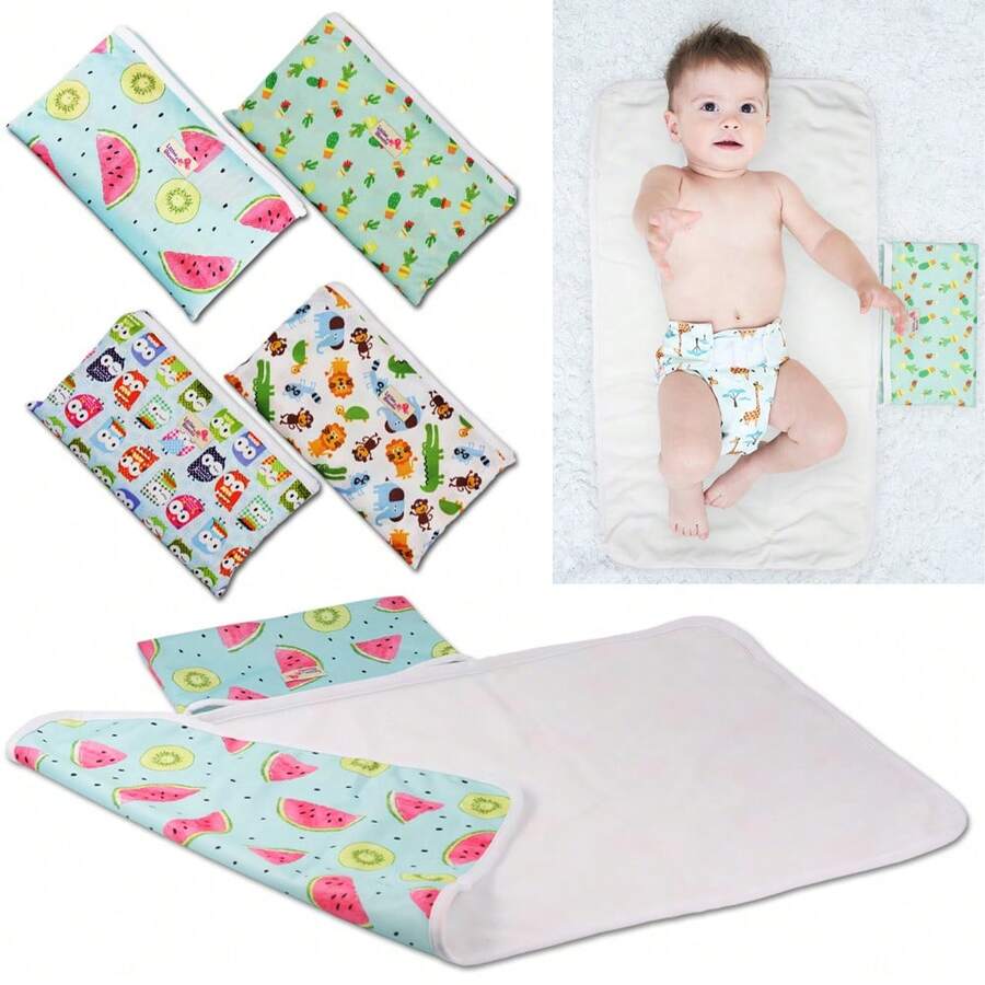 Littles & Bloomz Baby Portable Foldable Washable Compact Travel Diaper Nappy Changing Mat Waterproof Floor Change Play Mat - Multicolor - View 1