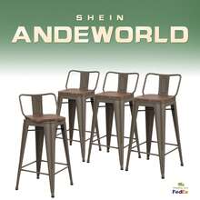 Andeworld Swivel Bar Stools Set Of 4 Industrial Counter Height Bar Stools Modern Metal Bar Chairs With Wood Seat - rust - View 1