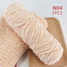 QJH 1pc/2pcs Velvet Chenille Yarn, Soft & Warm Hand Woven Yarn Thread, Perfect For DIY Crochet And Knitting Creative Projects, Ideal For Weaving Scarves, Blankets, Hats, Sweaters