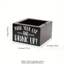 1pc Wooden Disposable Cup Storage Box Square Desktop Bar Coffee Shop Paper Cup Holder,Christmas - Black - View 2