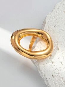 Mazuer 1pc Unique Design Vintage Gold Color Oval Shaped Fashion Ring, Elegant And Versatile, Suitable For Graduation, Holiday, Party, Daily Commute, Vacation - Yellow Gold - View 7