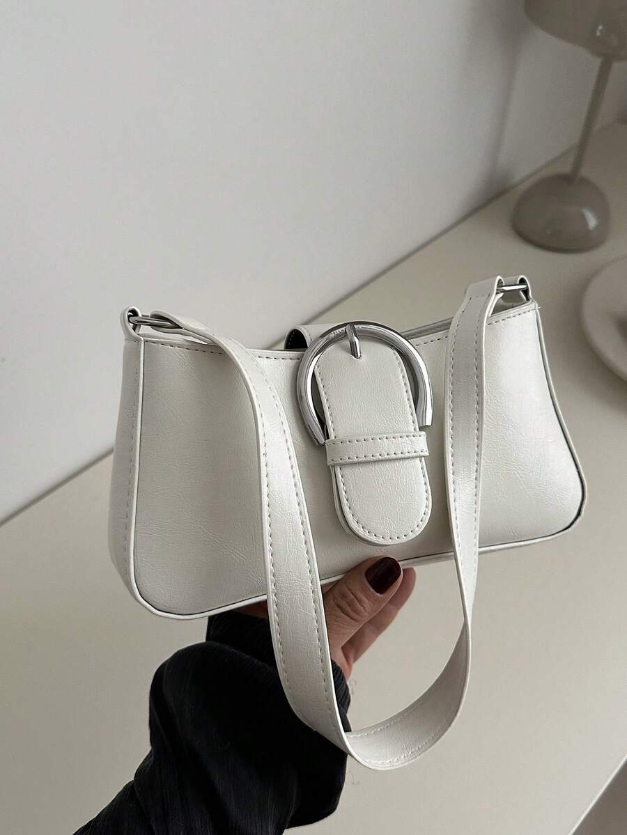 White Rivet Fashion Vintage Women's Chain Crossbody Bag - White - View 1