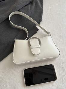 White Rivet Fashion Vintage Women's Chain Crossbody Bag - White - View 3