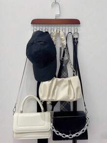 1pc Wood Hanger, Modern Multifunctional Clothes Hanger For Home,Coat Hanger - Multicolor - View 7