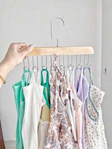 1pc Wood Hanger, Modern Multifunctional Clothes Hanger For Home,Coat Hanger - Multicolor - View 2