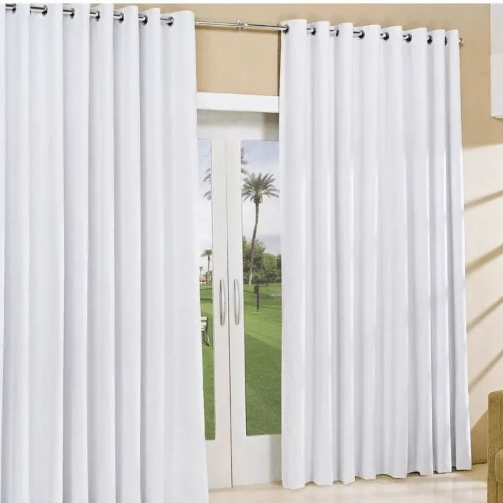 Curtain 7.00 X 2.30 Microfiber Fabric For Living Room Bedroom Eyelets Chrome Various Colors - 白色 - 查看 1