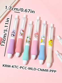 2-6 chiếc Phim hoạt hình dễ thương Dòng nhân vật Anime Bộ bút xốp Bấm bút gel, Văn phòng phẩm học tập văn phòng sáng tạo Bút quà tặng nhỏ, Đầu bút St màu đen 0,5mm Bút chữ ký khô nhanh - nhiều màu - Xem 8
