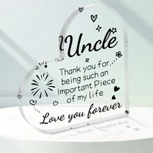 我愛你禮物，1入組標語圖案透明有機玻璃心形設計工藝裝飾牌，侄女生日禮物，感謝姐妹的禮物，我愛你阿姨的禮物，完美的禮物，獨特風格的禮物，適合生日，聖誕節，感恩節，紀念日，離開，紀念品，紀念重物，適用於房間，家庭，辦公室的桌面裝飾，簡約風格 - 黑色 - 查看 19