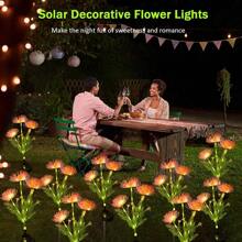 Solar Garden Lights, Solar Flowers Lights With Glowing Flowers & Stems, Garden Decoration Solar Lights Outdoor Waterproof, Solar Landscape Lights For Patio Yard Decor, Gift For Woman (2Pack ) - Pink - View 6