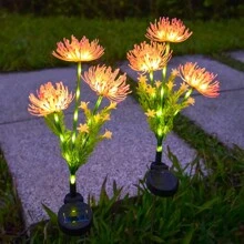 Solar Garden Lights, Solar Flowers Lights With Glowing Flowers & Stems, Garden Decoration Solar Lights Outdoor Waterproof, Solar Landscape Lights For Patio Yard Decor, Gift For Woman (2Pack ) - Pink - View 1