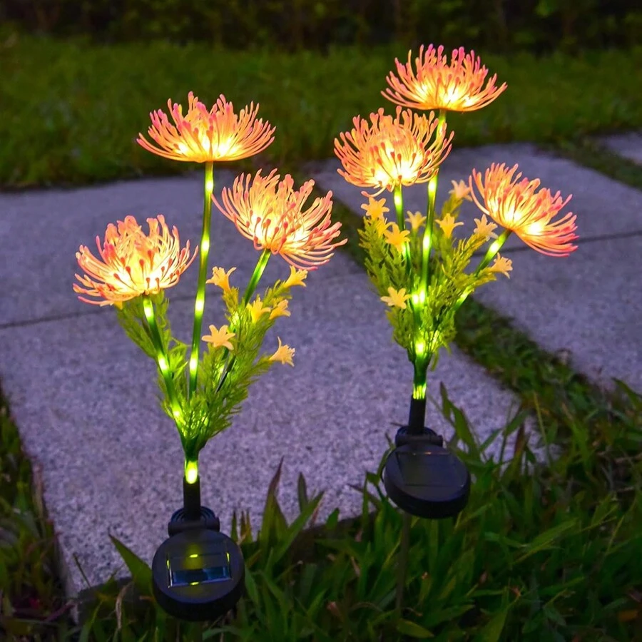 Solar Garden Lights, Solar Flowers Lights With Glowing Flowers & Stems, Garden Decoration Solar Lights Outdoor Waterproof, Solar Landscape Lights For Patio Yard Decor, Gift For Woman (2Pack ) - Pink - View 1