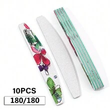 6种不同粗细的砂纸强力加厚指甲锉，水墨印刷，夏季花卉图案，多功能新月形印花美甲抛光锉，可水洗防污指甲护理工具配件 - 彩色 - 查看 10