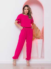 Women Two-Piece Outfits - 玫紅色 - 查看 3