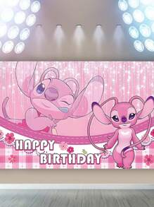 Decoraciones de fiesta de cumpleaños de Stitch, telón de fondo de 5x3 pies con letrero de 'Feliz cumpleaños' y Banner de Aloha Hawaiiano para un fondo de fiesta tropical en la playa o verano - Multicolor - Ver 12