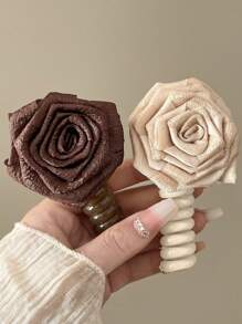 2个/套 干玫瑰花造型发圈，优雅时尚，适合扎高马尾，日常佩戴，通勤，约会，度假，派对，晚宴，女士头部配饰，女士发饰，马尾发圈，发绳，发圈，发圈，发饰，健身美容化妆女士配饰