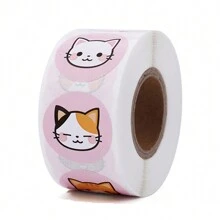 1 Roll (500pcs) Cute Animal Cat Stickers Back To School