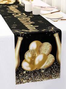 1 pieza Mantel de poliéster para cumpleaños en color negro y dorado, Cubremantel para mesa para decoración de fiesta de té de barbacoa de aniversario para hombres y mujeres. Decoración para cumpleaños de 90, 80, 70, 60, 50, 40 y 30 - oro negro - Ver 10