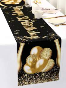 1 pieza Mantel de poliéster para cumpleaños en color negro y dorado, Cubremantel para mesa para decoración de fiesta de té de barbacoa de aniversario para hombres y mujeres. Decoración para cumpleaños de 90, 80, 70, 60, 50, 40 y 30 - oro negro - Ver 8