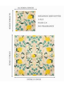 50入組3層增厚檸檬圖案餐巾(13*13英寸)，適用於夏季派對、生日晚宴、甜點店和客人使用