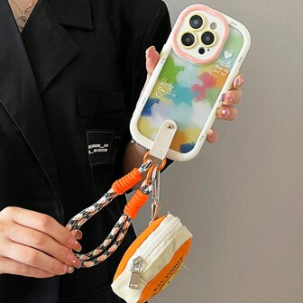 DIY Apple Phone Case Compatible With IPhone 15/14/13/12 Pro Max, Graffiti Color Blocks, Smiling Face, Triangles, Earphone Box Included