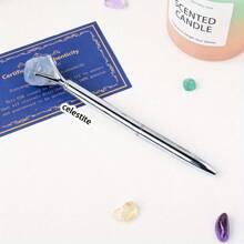 1 pièce Stylo à bille en cristal d'améthyste naturelle authentique et non traitée - Pierre brute unique, écriture fluide, parfait pour les fournitures scolaires des étudiants et les cadeaux d'affaires de bureau - Matériau authentique et non traité