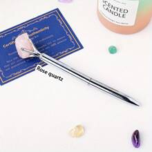 1 pièce Stylo à bille en cristal d'améthyste naturelle authentique et non traitée - Pierre brute unique, écriture fluide, parfait pour les fournitures scolaires des étudiants et les cadeaux d'affaires de bureau - Matériau authentique et non traité