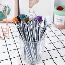 1 pièce Stylo à bille en cristal d'améthyste naturelle authentique et non traitée - Pierre brute unique, écriture fluide, parfait pour les fournitures scolaires des étudiants et les cadeaux d'affaires de bureau - Matériau authentique et non traité