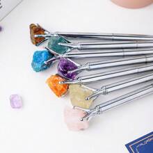 1 pièce Stylo à bille en cristal d'améthyste naturelle authentique et non traitée - Pierre brute unique, écriture fluide, parfait pour les fournitures scolaires des étudiants et les cadeaux d'affaires de bureau - Matériau authentique et non traité