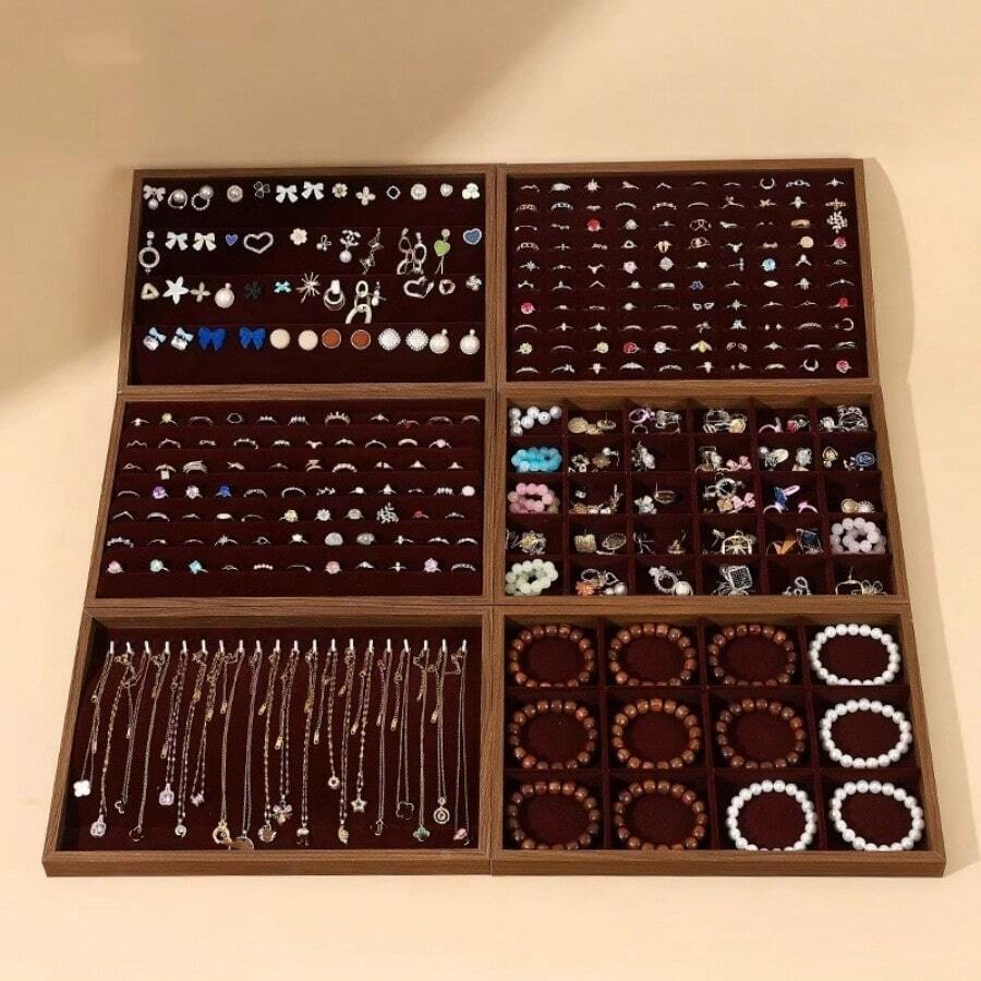 1 件珠宝展示托盘，适用于项链、耳环、手链、戒指和耳环，适合阳光旅行和返校使用 - 彩色 - 查看 1